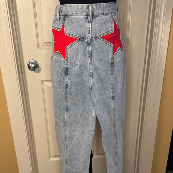 Red Star Denim Boot Cut Pants - Picture 1 of 6